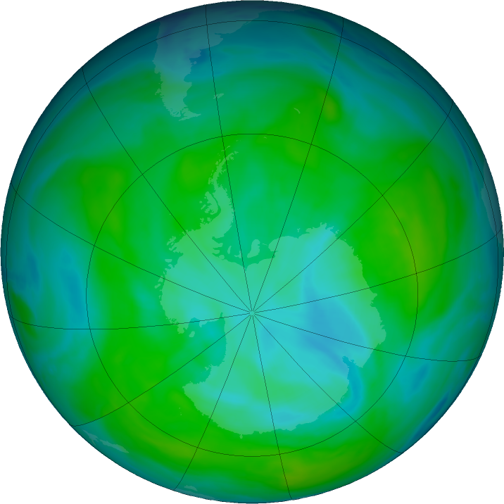 Antarctic ozone map for 26 December 2018